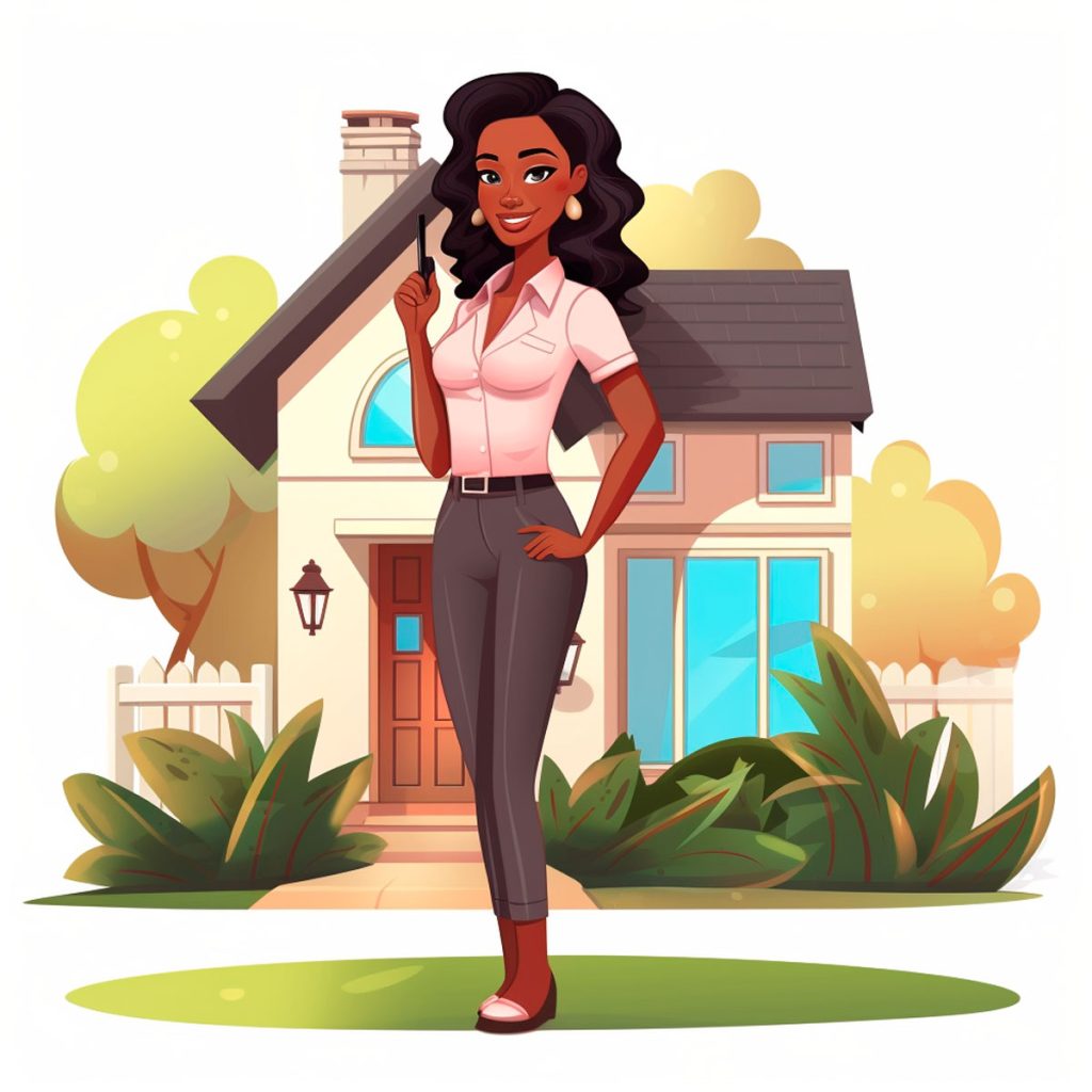 Animated Illustration of a Black Woman Representing A Texas Local Katy Listing Agent, Illustration