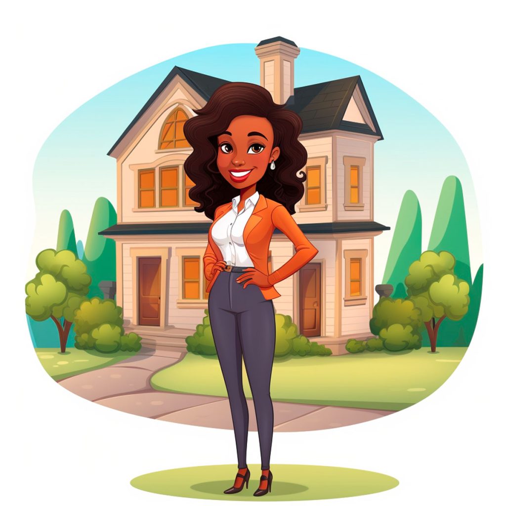 Animated Illustration of a Black Woman Representing A Texas Local Katy Listing Agent, Illustration