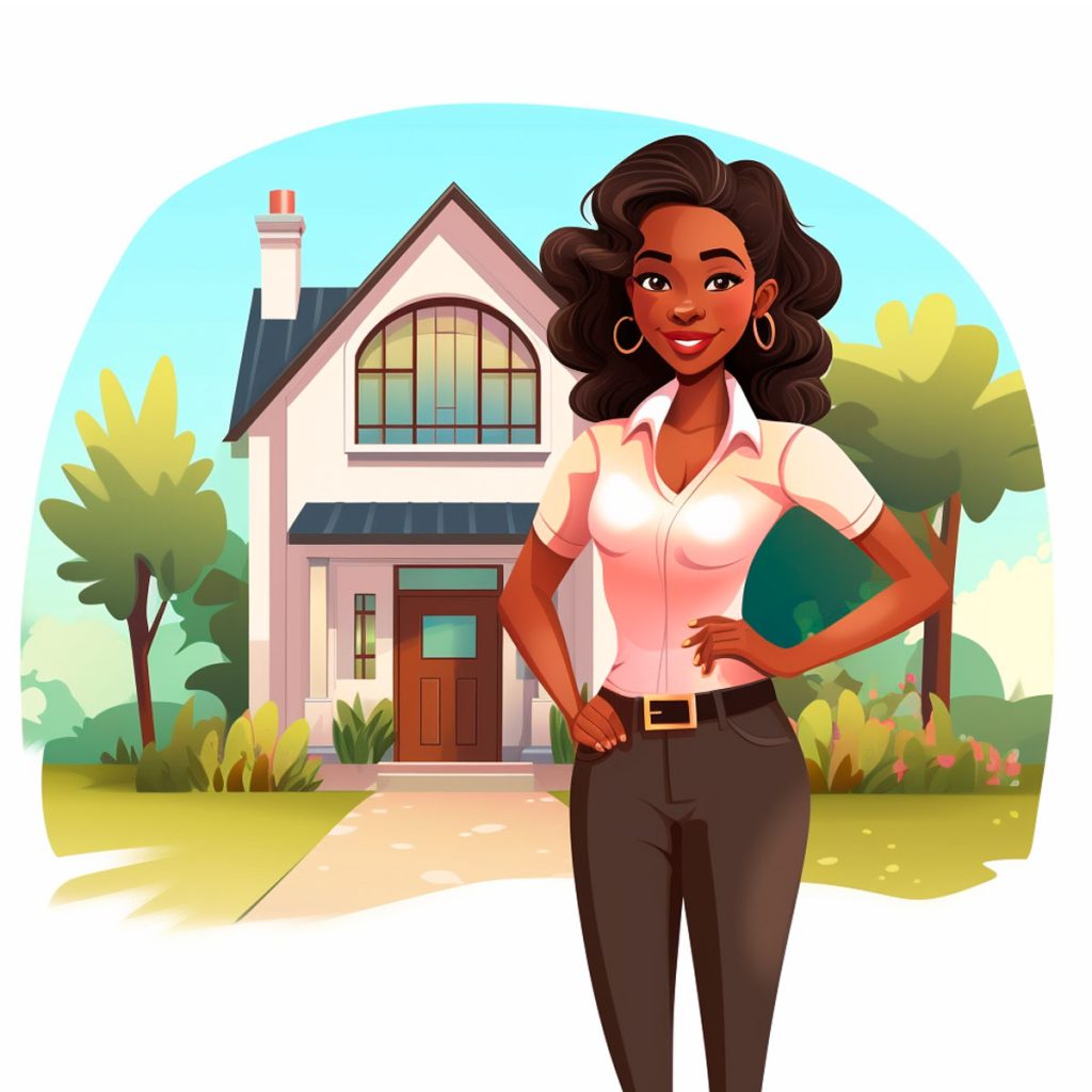 Flat Illustration of a Black Woman Representing A Texas Local Katy Listing Agent, Illustration